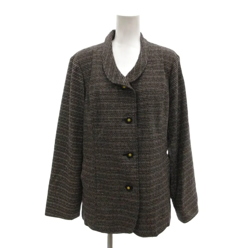 【中古】未使用品 ナチュラルベーシック Natural Basic タグ付き ショールカラージャケット L 黒 ブラック シルク ツイード /MX レディース 【ベクトル 古着】 260624