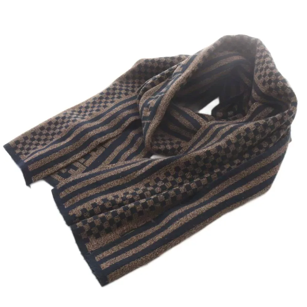 【中古】フェンディ FENDI マフラー メンズ ズッカ柄 総柄 茶色 ブラウン 黒 ブラック /SR ■GY18 ■OH レディース 【ベクトル 古着】 260728