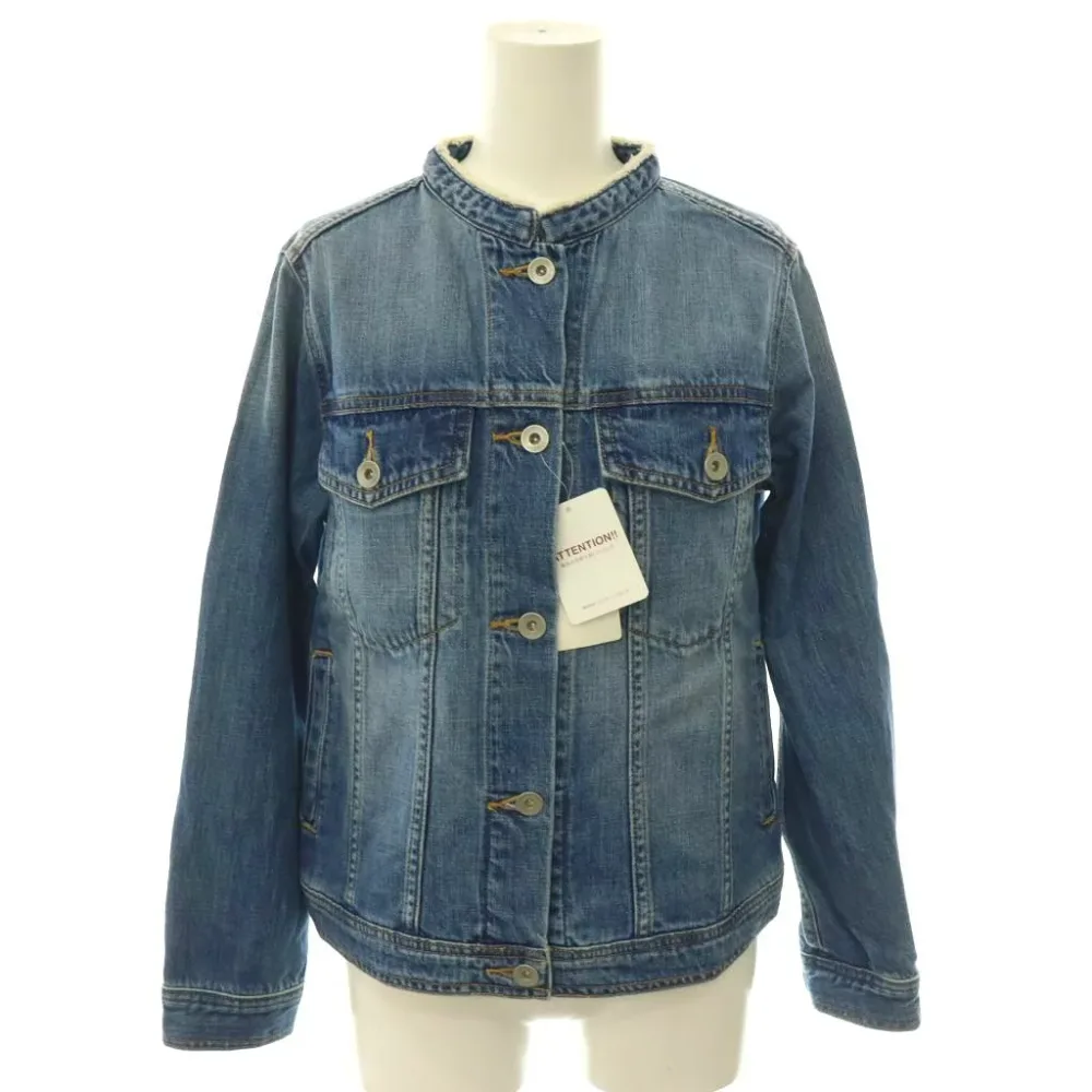 【中古】未使用品 グリーンレーベルリラクシング ユナイテッドアローズ green label relaxing NFC フリンジ ノーカラー デニム ジャケット 38 ブルー /HK ■OS レディース 【ベクトル 古着】 260907