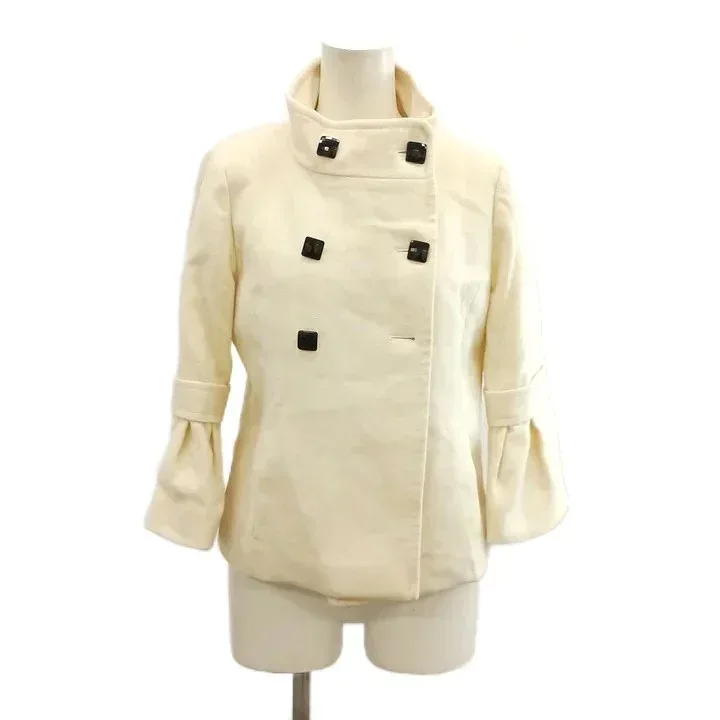 【中古】プロポーション ボディドレッシング PROPORTION BODY DRESSING スタンドカラーコート ウール ダブルブレスト 長袖 3 M アイボリー ショート丈 /NP ■ECA009 レディース 【ベクトル 古着】 260925