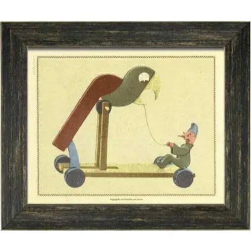 Italian Vitage Poster 額装品 イタリアンヴィンテージポスター Pappagallo con Pinocchio con Movim 2 ZIV-51343 額付き レトロインテリア 取寄品