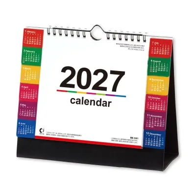 2027Calendar 卓上カレンダー2027年 カラーインデックス 大 書き込み スケジュール インテリア 実用 令和9年暦 新日本カレンダー【メール便可】