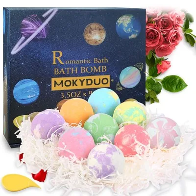 MOKYDUO バスボム 入浴剤 ギフトセット9個 100g/枚 惑星 女性 人気 バスボール 天然 潤い 手作り 記念日 クリスマス バレンタインデー 誕生日 プレゼント お風呂用(宇宙ボールセット)