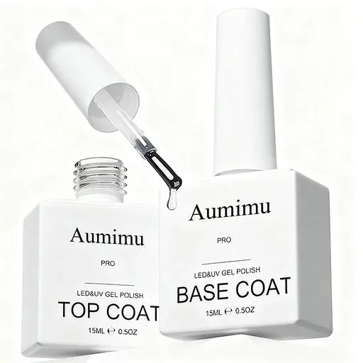 AUMIMU ジェルネイル ,トップコート ベースコート 15ml 2本 セット ノンワイプ 拭き取り不要 大容量 UV/LED対応 長持ちする、ダイヤモンドの輝き