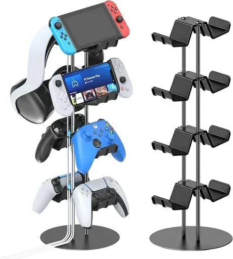 ゲームコントローラー収納ラック 4層対称設計 同時に8つ収納可能 Kytok コントローラー スタンド 組み立て簡単 ヘッドホンスタンド PS5/PS4/Switch/Xboxコントローラー対応 充電ケーブル収納
