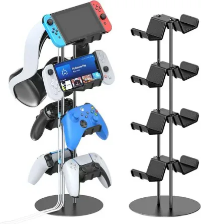 ゲームコントローラー収納ラック 4層対称設計 同時に8つ収納可能 Kytok コントローラー スタンド 組み立て簡単 ヘッドホンスタンド PS5/PS4/Switch/Xboxコントローラー対応 充電ケーブル収納