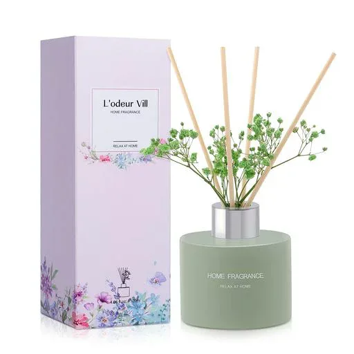 L’odeur Vill リードディフューザー 4.2oz(120ml) バニラ 芳香剤 4 本スティック付き エッセンシャルオイル ホームフレグランス リビング 玄関 トイレ 部屋 インテリア 香り