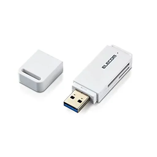 エレコム カードリーダー USB3.0 9倍速転送 スティックタイプ ストラップホール付 ホワイト MR3-D011WH
