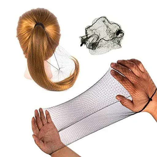50PCSヘアネットバレエダンス用の目に見えない弾性エッジメッシュパンヘアネット20 ”ブラック