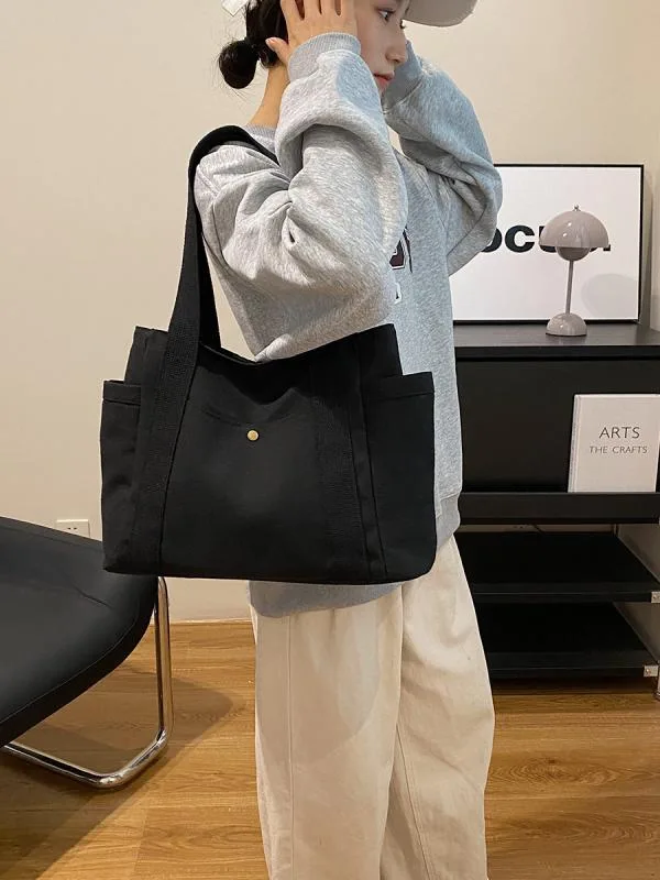トートバッグ レディース キャンバス 鞄 シンプル 無地 大容量 韓国風 トレンド カジュアル 肩掛け 手提げ 通勤 通学 マチ付き 軽量 普段使い お出かけ 収納力抜群 おしゃれ 旅行 ショルダー A4サイズ対応