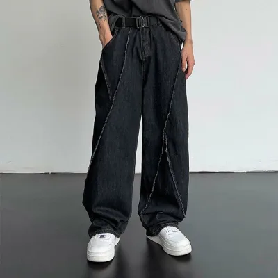 デニムパンツ メンズ レディース ストレート ワイドパンツ ヒップホップ ルーズ カジュアル ゆったり オールシーズン ジーンズ ボトムス パンツ