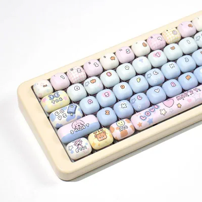 137 keys キーキャップ pbt MOG キーキャップ 可愛い日本語配列 キーボード キーキャップ for メカニカルキーボード (キーキャップ.青)