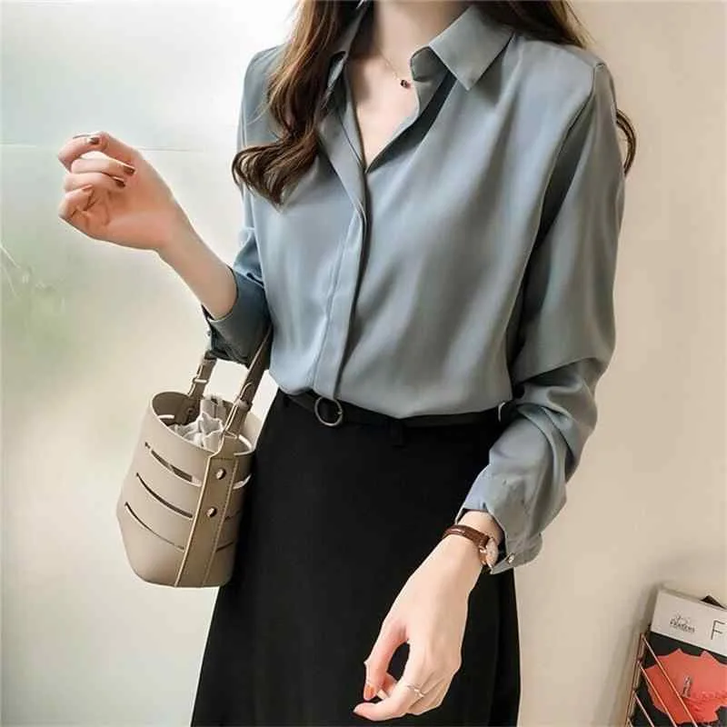 Women's Shirt, Long Sleeve, Plain, Chiffon Top, Blouse, Simple, Elegant, Office Lady, Casual, All Seasons, Innerwear