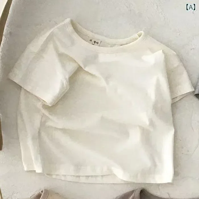 T-shirt for babies, kids, boys, girls, short sleeve, cut-and-sew tops, innerwear, plain, simple, casual, pullover, round neck, thin, comfortable, everyday use, going out, commuting to school, nursery school, kindergarten, spring/summer, summer