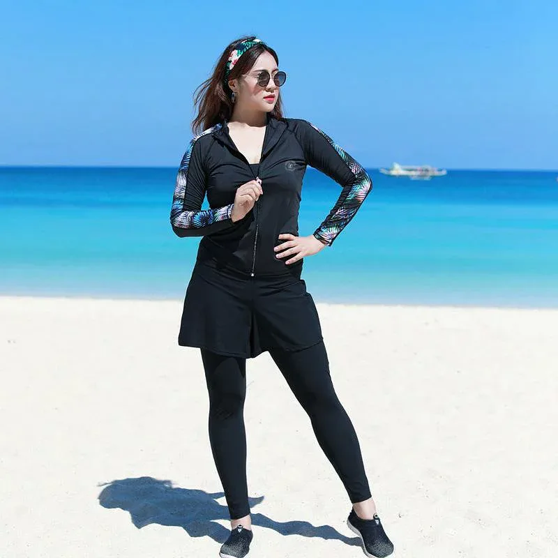 水着 レディース 水陸両用 潜水服 スイムウェア セパレート 長袖 長ズボン フィットネス 体型カバー 露出控えめ ぽっちゃり 保守的 温泉 温水プール 水母 浮潜 シュノーケリング ラッシュガード サーフィン 紫外線対策 防寒さ