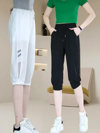 七分パンツ レディース クロップドパンツ 接触冷感 吸湿速乾 サマーパンツ 薄手 ボトムス ズボン 美脚 細見え 通気性 伸縮性 ストレッチ カジュアル スポーツ 普段使い 通勤用 旅行 ブラック ベージュ 春夏
