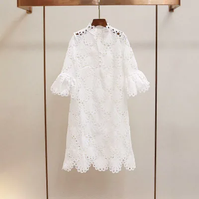 ワンピース レディース 春 長袖 ロング マキシ丈 フレンチスタイル Vネック レース 刺繍 透け感 大人 フェミニン 上品 おしゃれ お出かけ デート 旅行 フォーマル 白 アイボリー