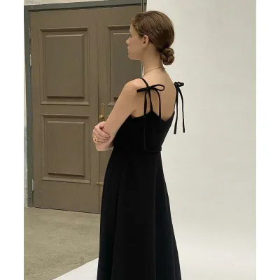 ワンピース レディース サロペットワンピース 羊毛 ウール Vネック Aライン ウエストマーク ロング丈 マキシ丈 無地 ノースリーブ 秋 冬 インナー 重ね着 通勤 旅行 お出かけ デート きれいめ 上品 30代