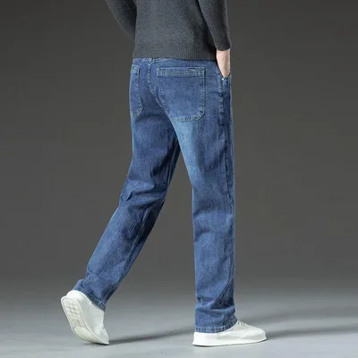 デニムパンツ ジーンズ メンズ 裏起毛 暖かい 伸縮性 ストレッチ ストレート ジーパン ボトムス ゆったり カジュアル アウトドア 通勤 通学 普段使い ブルー 30代 おしゃれ 秋冬