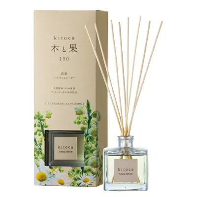 【SG】 6個セット 消臭・芳香剤(リードディフューザー)木と果(大容量) 6211 リツェアクベバ&カモミール (天然精油100%使用)190ml/日本製