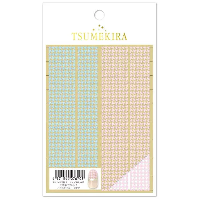 TSUMEKIRA(ツメキラ) ネイルシール 千鳥格子フレンチ パステル ブルー・ピンク NN-CDR-007