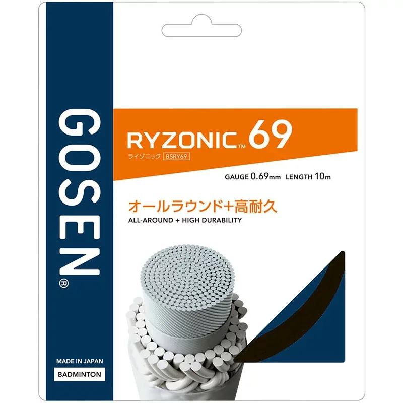 ゴーセン GOSEN RYZONIC69 ブラックバドミントン ガット・ラバー ガット(bsry69bk)