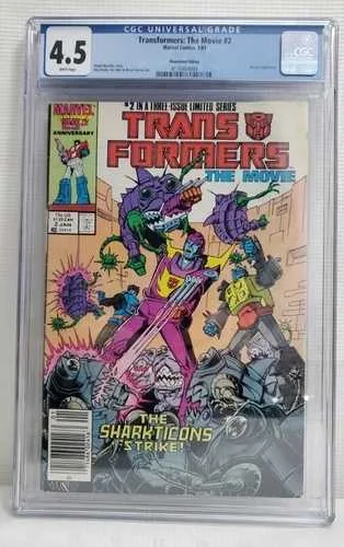 トランスフォーマー:ザ・ムービー #2、CGC 4.5、マーベルコミック 1987年 ニューススタンド版 レア