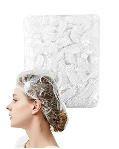 シャワーキャップ 使い捨て 100枚入り 防水 透明 ヘアキャップ ヘアカラー用 髪染め用 お風呂/温泉スパ/ヘアサロン/調理/業務/作業用