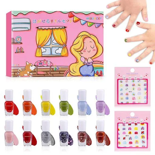 Missgooey マニキュア 子供 キッズ ネイル はがせるマニキュアセット 水溶性ネイル 子供用 ネイルポリッシュ 12本セット お誕生日 クリスマス 女の子 おもちゃ プレゼント 新年ギフト