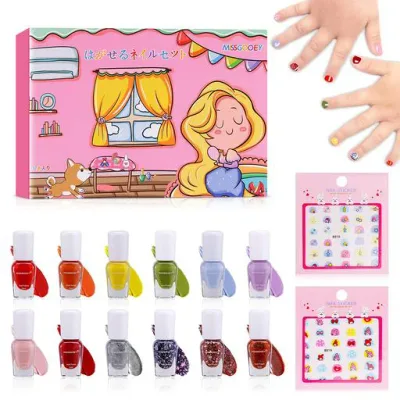 Missgooey マニキュア 子供 キッズ ネイル はがせるマニキュアセット 水溶性ネイル 子供用 ネイルポリッシュ 12本セット お誕生日 クリスマス 女の子 おもちゃ プレゼント 新年ギフト