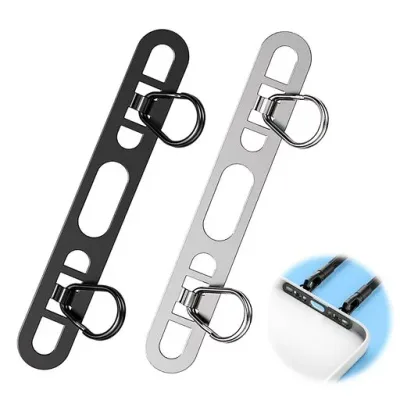 EsiFare ストラップホルダー 2口タイプ 携帯スマホストラップホルダー 2点セット ストラップホルダー ダブルリング 極薄0.4mm 軽量 薄型 充電影響なし 紛失防止 落下防止