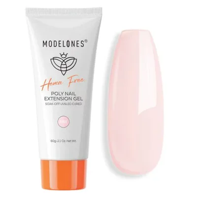 Modelones ポリジェル HEMA フリー60ml ピンク ネイルエクステンションジェル ネイル補強・厚付け用 シアーピンク ビルダーオーバーレイ 3D モールディング対応 家庭用 DIY・サロン用両対応 ポ…