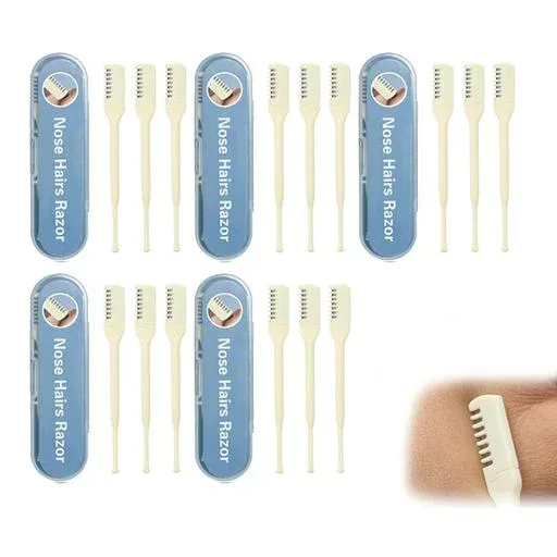 FsGrg 鼻毛カッター 手動 15本セット (3本x5個パック) カミソリ 男性用耳毛カッター | 360度回転鼻毛抜き器 | 旅行、メンズ 鼻毛はさみ 鼻毛トリマー 旅行用 衛生的で使いやすい