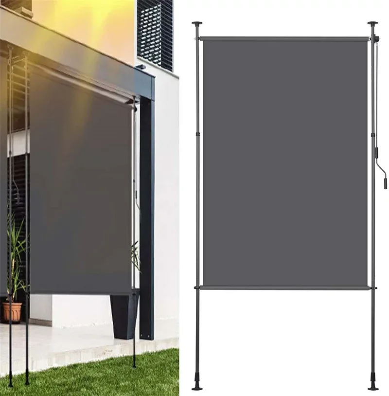 Roll-up vertical awning tent, width 150/200cm, UV protection, tension type sunshade, height adjustable, with blindfold function, for windows and gardens