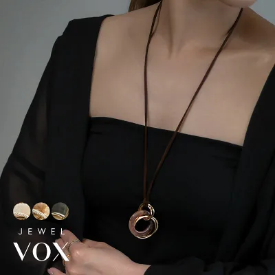 【9/15は店内全品P20倍!】 ネックレス ロングネックレス 金属アレルギー レディース スエード紐 大ぶり サークル マーブル模様 シンプル ニッケルフリー 安心 人気 可愛い 女性 20代 30代 40代 50代 ブランド メール便送料無料