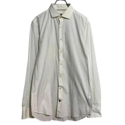 【中古】【古着】 TOMMY HILFIGER 長袖 無地シャツ 42 XL 程 ホワイト トミーヒルフィガー ボタン ビッグサイズ ドレスシャツ 古着卸 アメリカ仕入 a701-5054