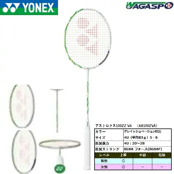 【 ヨネックス YONEX 】 ストロクス100ZZ VA ASTROX100ZZVA バドミントンラケット AX100ZZVA 452 GRBE グレイッシュベージュ アイソメトリック