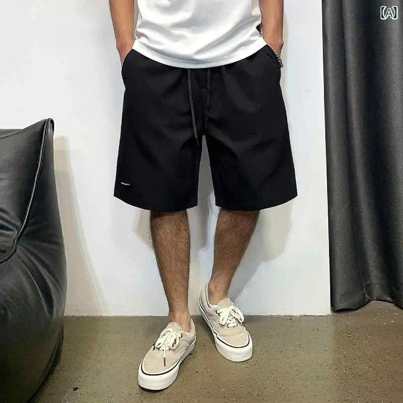 ハーフパンツ メンズ 夏 カジュアル スポーツ ショーツ ファッション ソリッドカラー ドローストリング ストレート 5分丈パンツ 都会的 カジュアルパンツ アメリカンカジュアル スケートボーダー