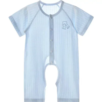 ロンパース ベビー 新生児 幼児 男女兼用 夏用 薄手 半袖 また開き パジャマ ルームウェア 再生繊維 無縫製 前開き スナップボタン 肌に優しい 涼しい 快適 ショート丈