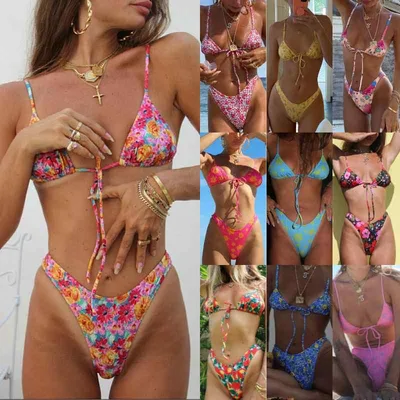 水着 レディース 女性用 セパレート スリーピース ビキニ セクシー パッド入り 小花柄 プリント スイムウェア 海水浴 ビーチ プール リゾート 春夏