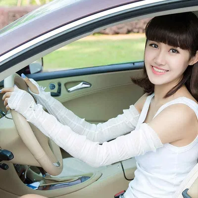 アームカバー ユニセックス 接触冷感 シフォン 日焼け防止 薄手 ロング 運転 自転車 アウトドア 遮光 ビジュー付き