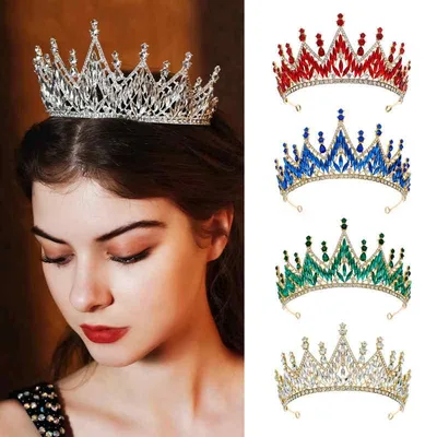 ヘアアクセサリー レディース クラウン 王冠 ティアラ ブライダル ウェディング 髪飾り ヘッドドレス 豪華 高級感 レトロ ラインストーン クリスタル ビジュー キラキラ 綺麗 上品 花嫁 結婚式 発表会 パーティー