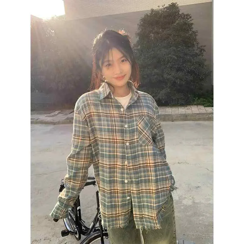 Shirt for women, men, unisex, long sleeve, check pattern, flannel shirt, top, outerwear, loose, loose, oversized, American, retro, street, casual, parent and child, matching look, link coordination, couple, autumn/winter, cold protection, everyday wear, school, commuting