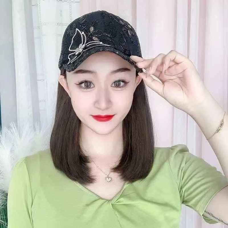 ウィッグ レディース 帽子付きウィッグ 帽子一体型 キャップ ボブ ミディアム ストレート ネット付き 小顔効果 自然 髪型崩れ防止 かつら ファッション 小物 普段使い 日よけ 紫外線対策