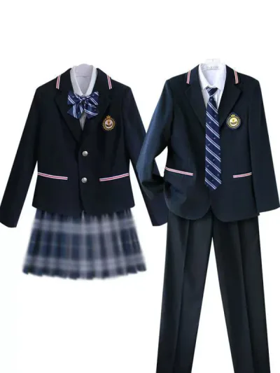 制服 セット レディース メンズ 長袖 春秋冬 5点セット JK制服 なんちゃって制服 ブレザー ジャケット プリーツスカート パンツ ネクタイ リボン フォーマル スーツ 学院風 スクール 学生服 通勤 通学 お揃い カップル