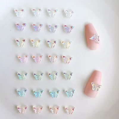 ネイルパーツ レディース 蝶 オーロラ 偏光 クリスタル ミニ バタフライ 3D ネイルアート レジン デコパーツ ネイルジュエリー ハンドメイド DIY 手芸 素材
