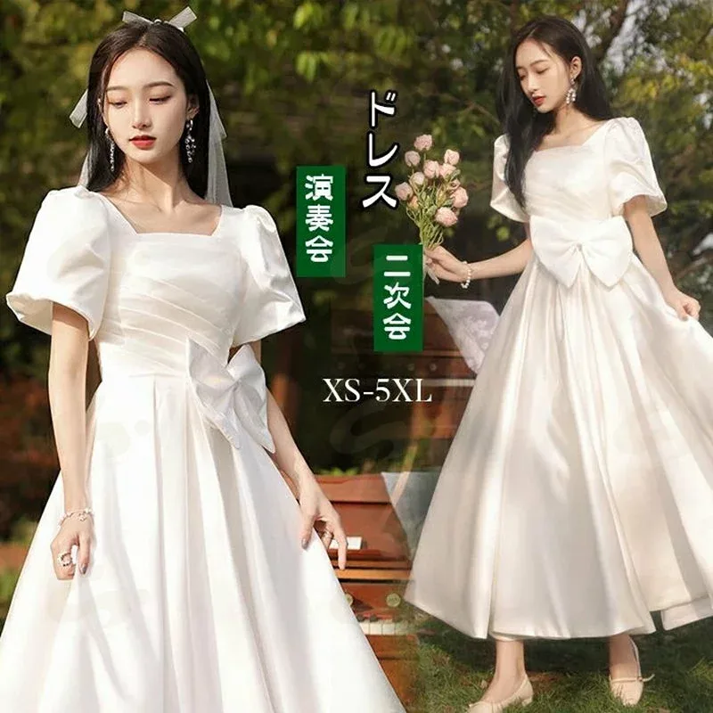 【5と0のつく日★全品P5倍!最大1000円クーポン】 ロングドレス 編み上げ Aライン ドレス お姫系 リボンデザイン パーティードレス ロング丈 低身長 結婚式 披露宴 二次会 お呼ばれ 大きいサイズ 大人 ピアノ 成人式 パーティー 発表会