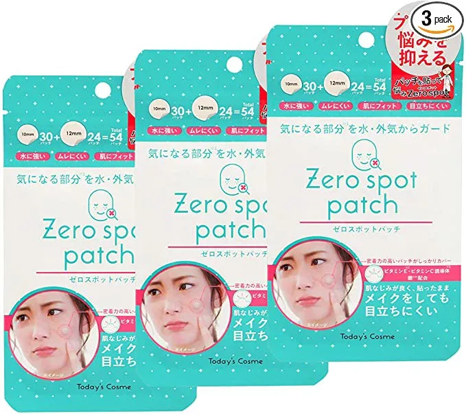 3袋SET ニキビパッチ 54パッチ x Today's Cosme ゼロスポットパッチ3袋SET スポットパッチ パッケージ 色褪せ 汚れ 訳あり