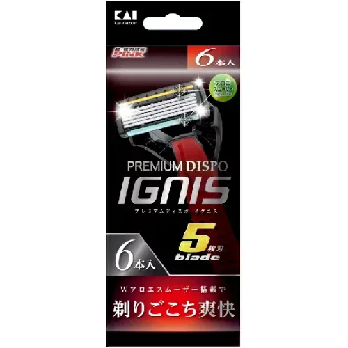 貝印 カミソリ PREMIUM DISPO IGNIS イグニス 6本入