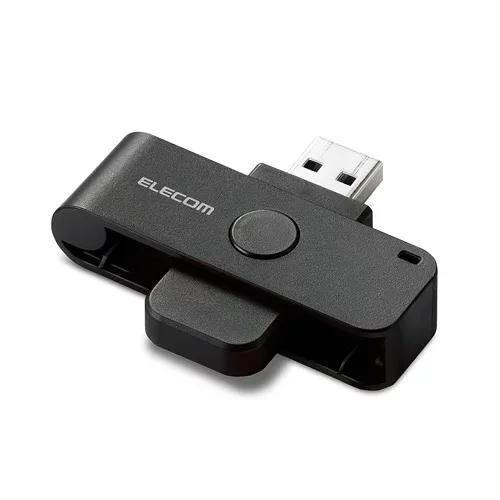 エレコム ELECOM ICカードリーダー 接触式 マイナンバーカード 確定申告 e-Tax eLTAX 対応 ケーブル15cm ブラック USB 公的個人認証 Windows macOS MR-ICD102BK
